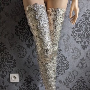 Leg armor, silver-colored metal waders, armor leggings, high metal leg protectors (Set of two).