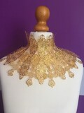 Neck armor, Breastplate collar, shoulder armor type, neck corset, metal lace throat armor: Gold or Silver