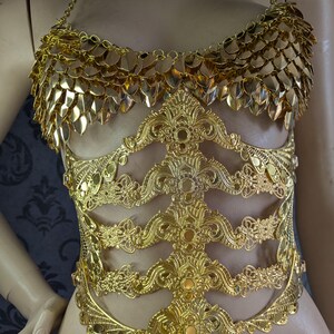 Underbust metal corset, fantasy waist armor, metal belt, waist corset, fantasy corset, ren faire corset: gold or silver version image 5