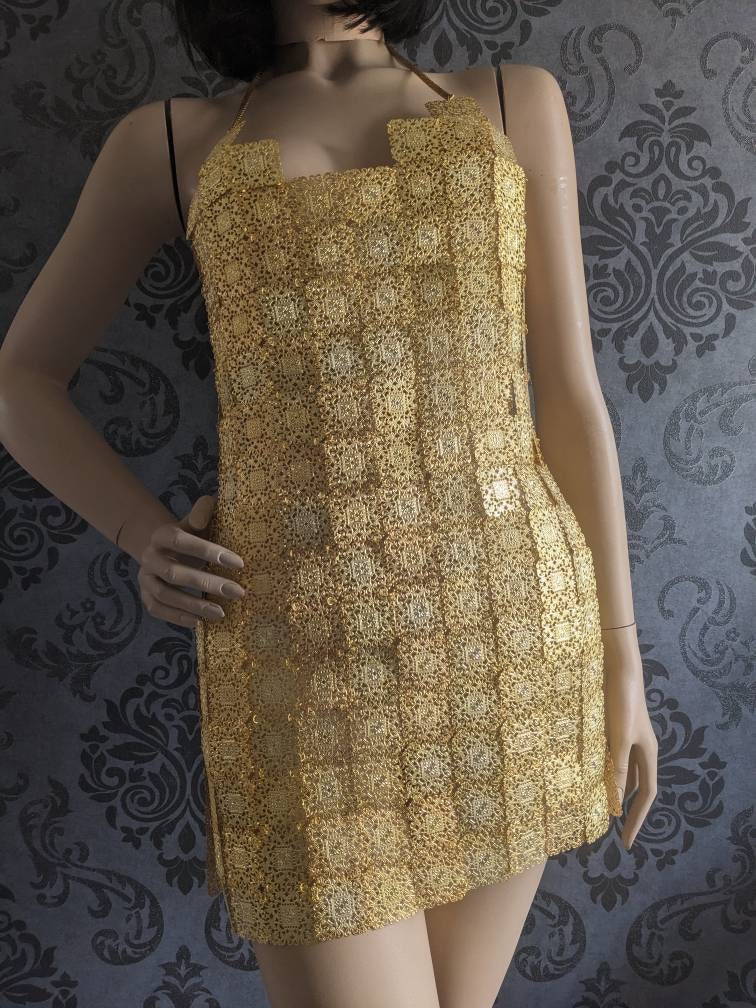 Metal armor dress, rib of mesh dress, scalemail dress, woman body armor, haute couture dress, one piece avant-garde, fantasy outfit
