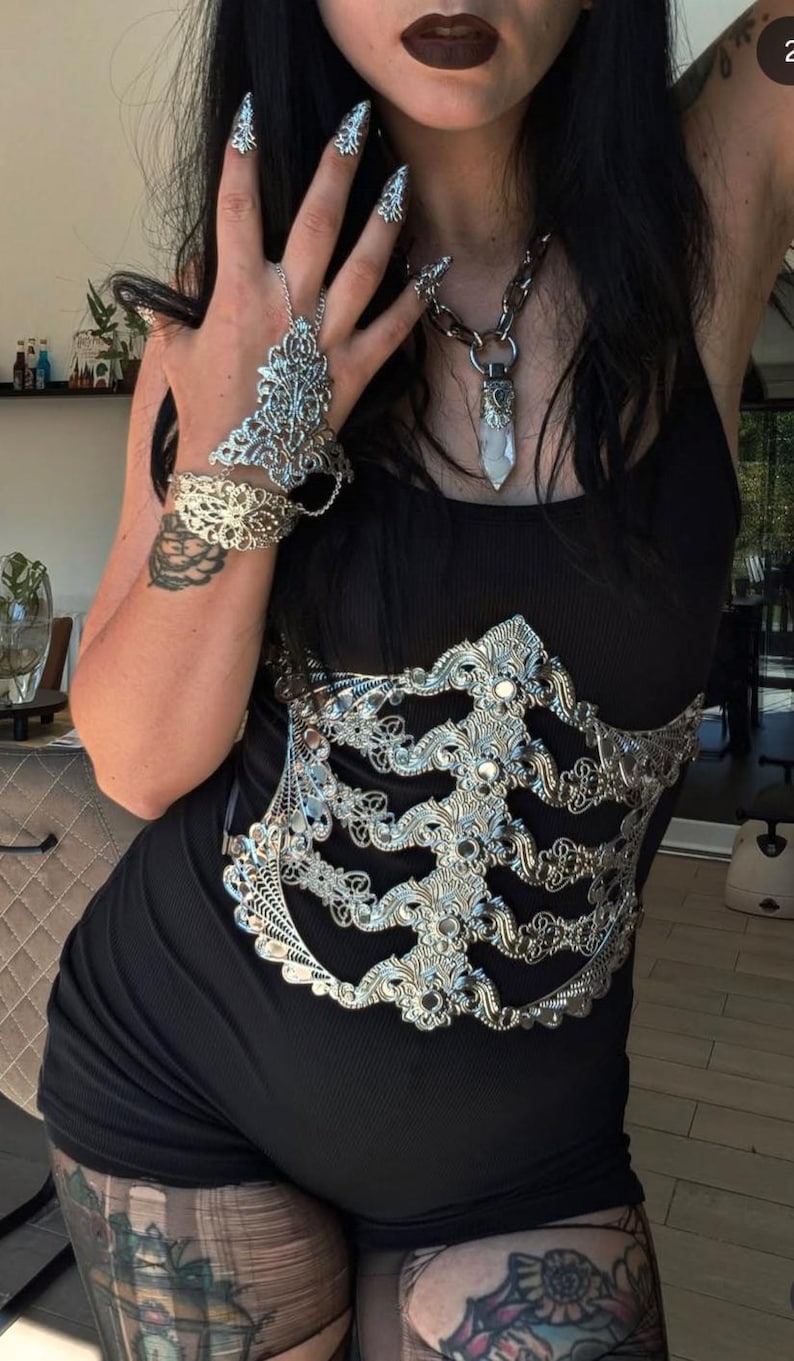 Underbust metal corset, fantasy waist armor, metal belt, waist corset, fantasy corset, ren faire corset: gold or silver version image 12
