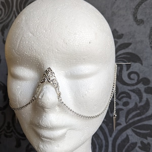 Manchette de pont de nez, sans piercing, bijou harnais de visage en chaînes : or ou argenté image 3