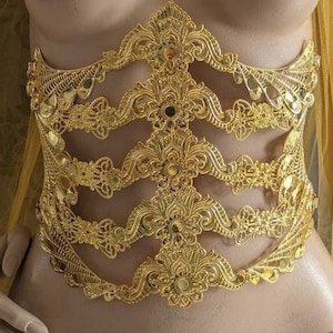 Half underbust metal corset, fantasy waist armor, metal belt, waist corset, fantasy corset: gold or silver version