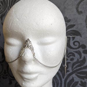 Manchette de pont de nez, sans piercing, bijou harnais de visage en chaînes : or ou argenté image 2