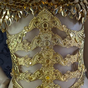Underbust metal corset, fantasy waist armor, metal belt, waist corset, fantasy corset, ren faire corset: gold or silver version image 4