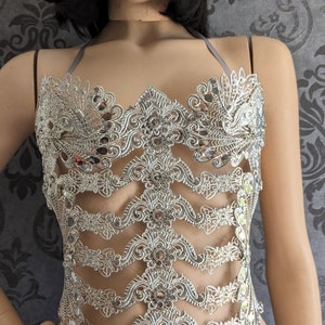 Women&#39;s corset, silver metal bustier body armor, fantasy corset, breastplate armor, bust armor, metal corset
