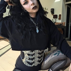 Underbust metal corset, fantasy waist armor, metal belt, waist corset, fantasy corset, ren faire corset: gold or silver version image 14