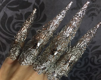 Fingers armor silver nails claws metal set Style 1 (long fingers)