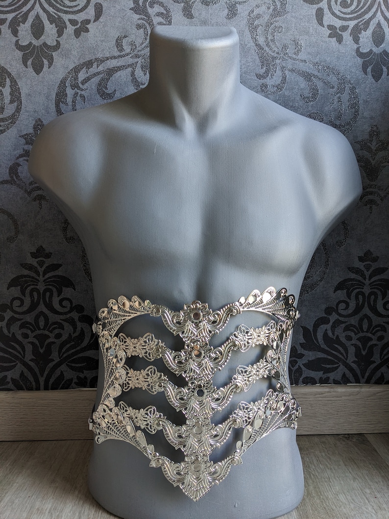 Underbust metal corset, fantasy waist armor, metal belt, waist corset, fantasy corset, ren faire corset: gold or silver version image 18