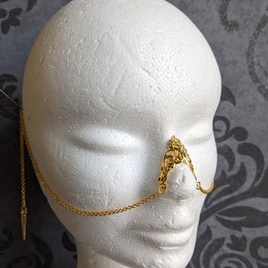 Manchette de pont de nez, sans piercing, bijou harnais de visage en chaînes : or ou argenté image 4