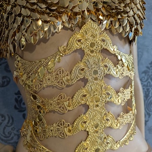 Underbust metal corset, fantasy waist armor, metal belt, waist corset, fantasy corset, ren faire corset: gold or silver version image 6