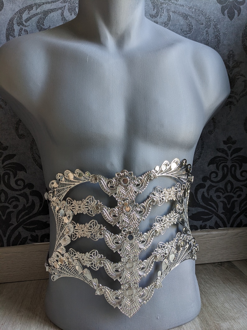 Underbust metal corset, fantasy waist armor, metal belt, waist corset, fantasy corset, ren faire corset: gold or silver version image 19