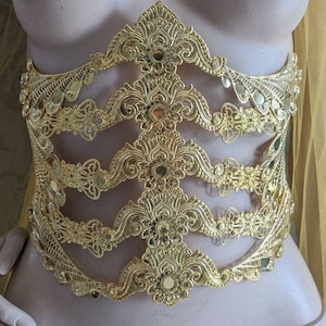 Underbust metal corset, fantasy waist armor, metal belt, waist corset, fantasy corset, ren faire corset: gold or silver version Gold