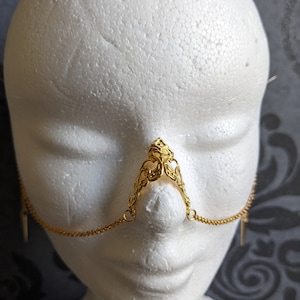 Manchette de pont de nez, sans piercing, bijou harnais de visage en chaînes : or ou argenté image 6