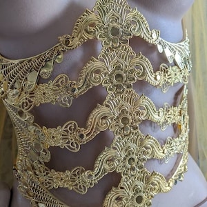 Underbust metal corset, fantasy waist armor, metal belt, waist corset, fantasy corset, ren faire corset: gold or silver version image 8