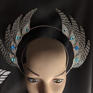 Angelic silver halo head piece, biblically accurate angel crown, celestial jewelry fantasy bridal headpiece, angel costume Séraphin cherubim