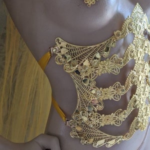 Underbust metal corset, fantasy waist armor, metal belt, waist corset, fantasy corset, ren faire corset: gold or silver version image 9