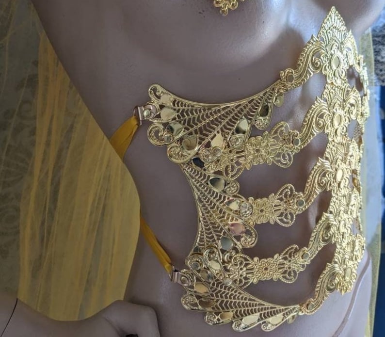 Underbust metal corset, fantasy waist armor, metal belt, waist corset, fantasy corset, ren faire corset: gold or silver version image 9