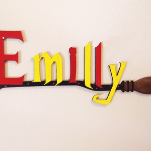 24&quot; Sign Wizard broomstick personalized name for room, door decoration party or any occasion, birthday gift, made to your request