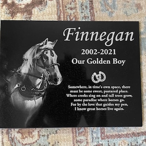 12&quot;x9&quot; Personalized Pet Headstone, tombstone Laser Engraved on the Grave Marker, Pet Monument, Dog stone, horse tombstone with picture