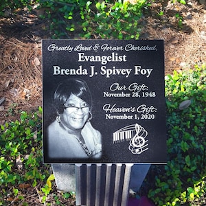 Tombstone 12&quot;x 12&quot;  Headstone, tombstone for Human, Laser Engraved on the Grave Marker, Monument, Memorial, plaque for people