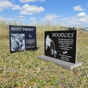 Large 12&quot;x9&quot; Personalized Pet Headstone, tombstone Laser Engraved on the Grave Marker, Pet Monument, Dog stone, Farm Cow tombstone