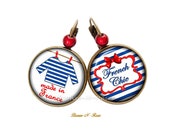 Earrings Made in France blue sailor and red stripes sleepy couture