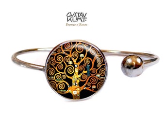 Bracelet arbre de vie Gustave Klimt marron bijou rétro