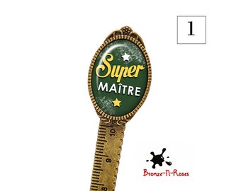 Marque-pages règle super maître cabochon verre souvenir d'école cadeau maitre