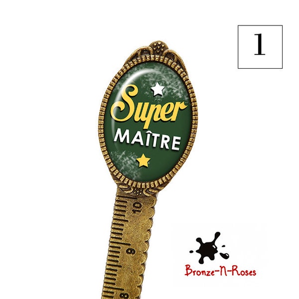 Marque-pages règle super maître cabochon verre souvenir d'école cadeau maitre