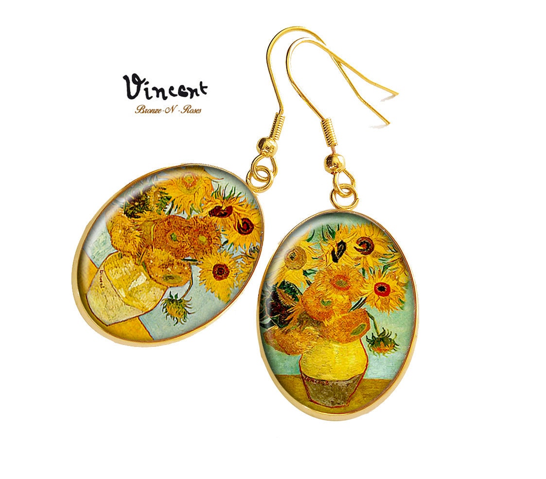 Van gogh sunflower earrings deals