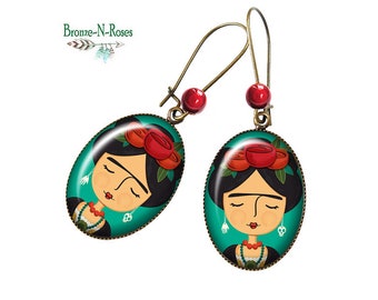 Earrings viva la vida mexican art painting