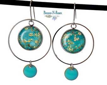 Boucles d'oreille Van Gogh Amandier en fleurs bijoux peinture tableaux