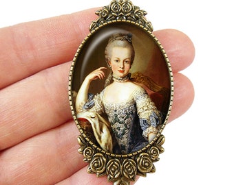 Broche épingle Marie Antoinette cabochon reine de france cadeau noël