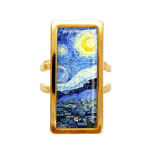 Bague Vincent van Gogh rétro vintage Acier inoxydable art tableau cadeau