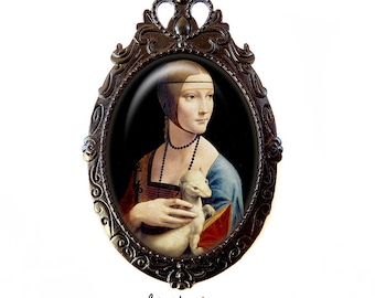 Broche épingle La Dame à l'hermine Léonard de Vinci