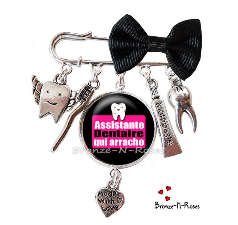 Dental Assistant who gift silver dentist cabochon pin