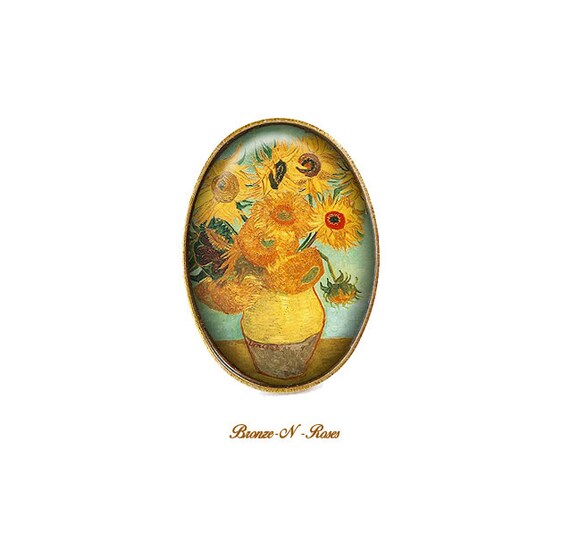 Boucles Doreilles Tableau Vincent Van Gogh Les Tournesols Cabochon Collier Bague
