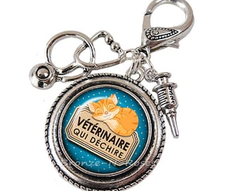 Porte clés " vétérinaire qui déchire " au choix broche cadeau offrir cabinet vétéirnaire assistante
