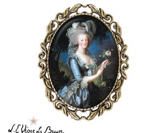 Broche épingle Marie Antoinette cabochon artiste Élisabeth Vigée Le Brun bronze