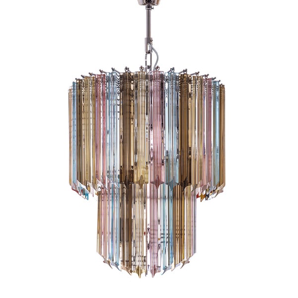 Quadriedri Murano chandelier • 50 prism glasses • Vintage 70s • Model Bliss