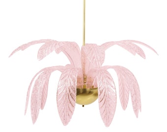 Vintage Palma Murano Glass Chandelier - Palm tree-shaped lamp in glass and brass - Italian Design