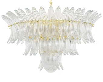 Palmette • Vintage Murano chandelier • Ø 90 cm • Three levels • Vintage 70s design suspension lamp Made in Italy