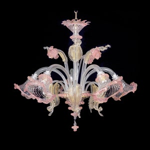 Ca'Venier 5 lights Crystal Gold Rose Pink