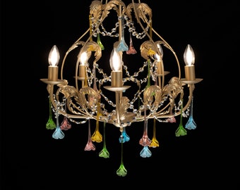 Brass chandelier and Murano glass flowers • Flor • Classic design Baroque glass fruit chandelier