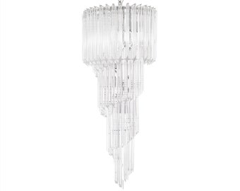Murano spiral Chandelier Italian luxury  • 80 prism luxury chandelier glasses • Model Spiral • Staircase lighting