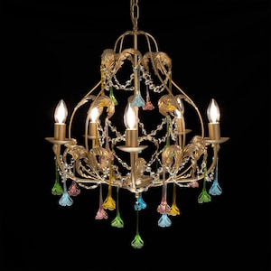 Kronleuchter aus Messing und Blumen aus Muranoglas • Flor • Barock-Kronleuchter aus Fruchtglas im klassischen Design