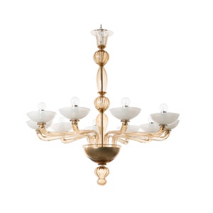Murano Crystal Chandelier •  Dogaressa Crystal Smoked • 6 lights •  Venetian glass lamp
