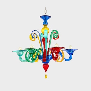 Demetra Murano multicolor chandelier - 6 lights - Classic venetian lighting