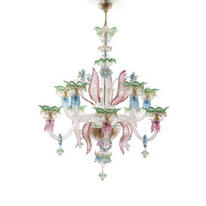 Casino' • Murano chandelier • 10 lights • Crystal gold 24K and multicolour • Classic Venetian Luxury Lighting